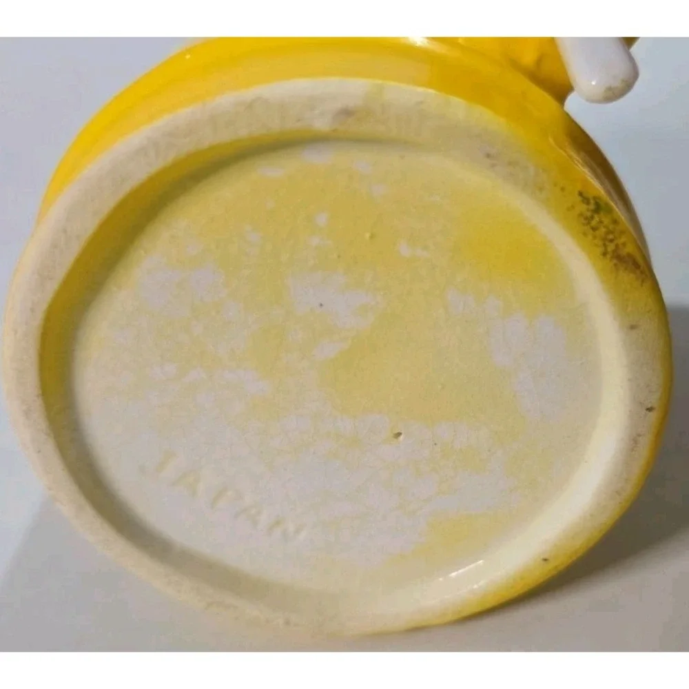 Vintage Ceramic Coffee Pot Instant Coffee Canister Yellow Cold Paint  Japan